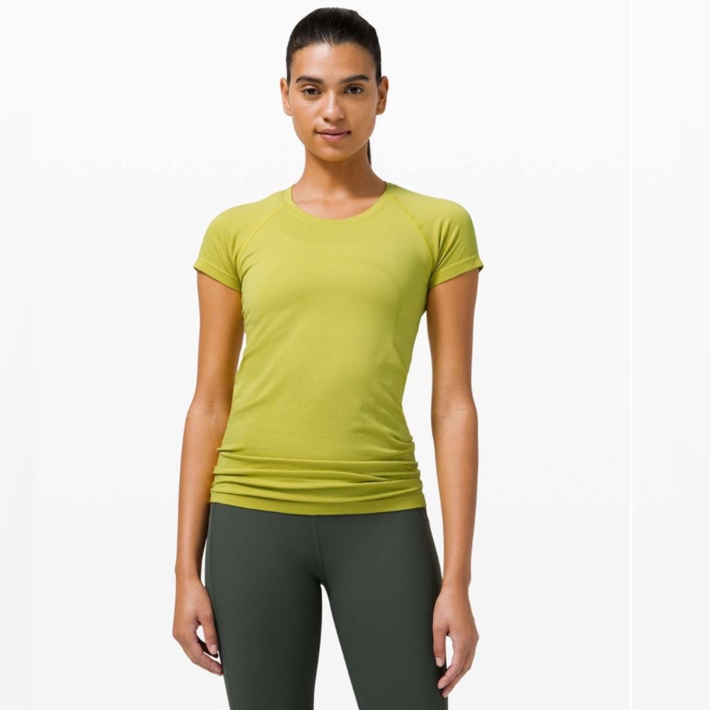 Lululemon Swiftly Tech Short Sleeve Full Length shirt in the color Yellow Pear